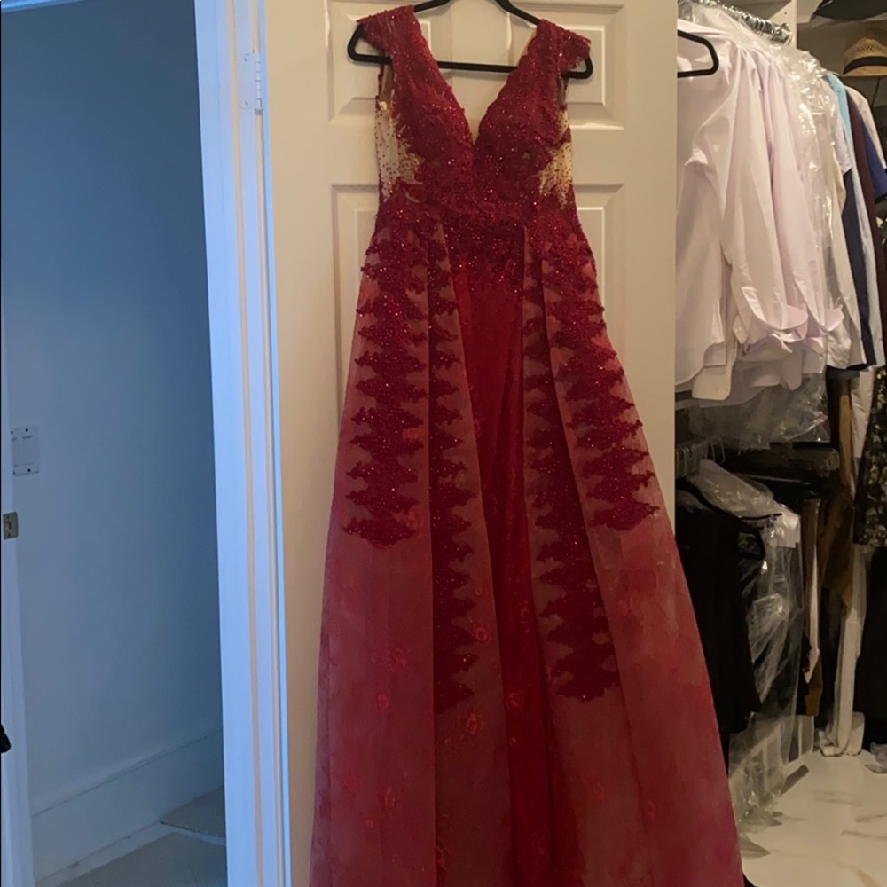 Burgundy formal evening gown